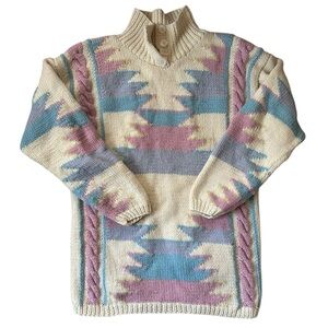 Vintage Chunky Knit Pastel Wool Sweater